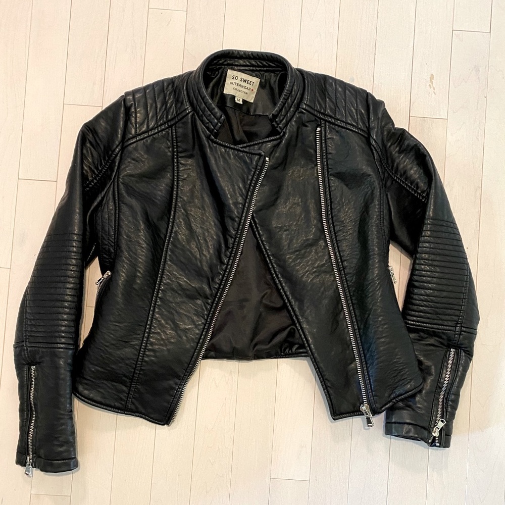 Black Faux Leather Moto Jacket